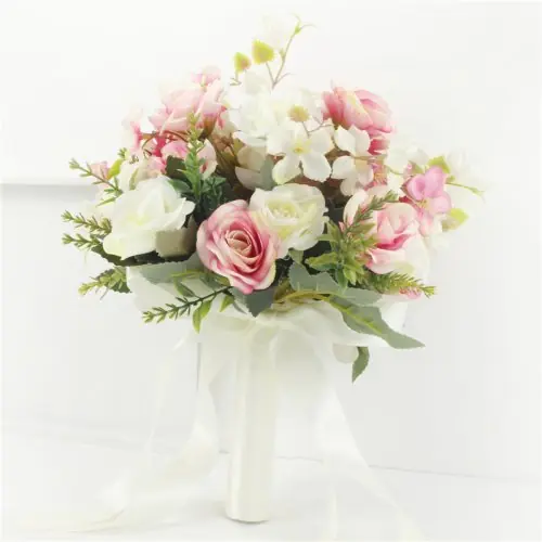 Image de Bouquet de Mariage Rose Artificiel - Élégance & Raffinement