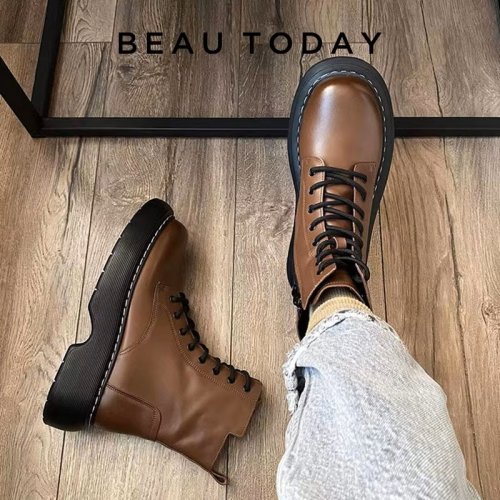 Image de Bottes en Cuir Femme - Plateforme & Fermeture Éclair