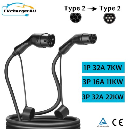 Afbeelding van Type 2 naar Type 2 Oplaadkabel voor Elektrische Auto's - 7kW tot 22kW