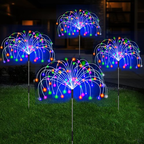Imagen de Luces LED de estaca de fuegos artificiales solares, decoración de jardín al aire libre, camino, luz ...