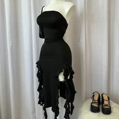 Image de Robe Mini Sexy Sans Bretelles - Fente Haute & Dos Nu