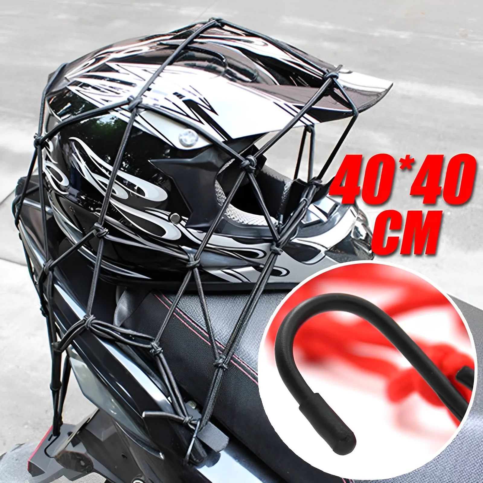 Imagen de Red de Malla para Equipaje de Motocicleta con Ganchos – Accesorio Resistente para Casco, Tanque y Almacenamiento Compacto