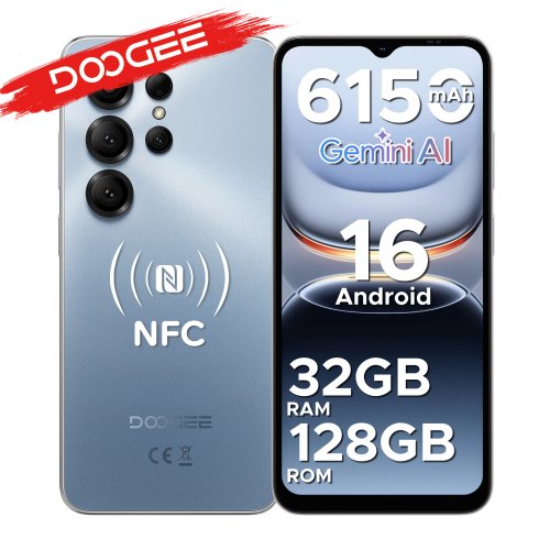 Image of Doogee Note 56X Pro Android 16 Smartphone with 6.56-inch Display, 6150mAh Battery, 32GB RAM, 4.28GHz Processor, 128GB ROM, Google Pay Support, and Widevine L1 Certification