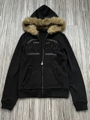 Image de Sweat à Capuche Rose Fausse Fourrure Vintage Y2K