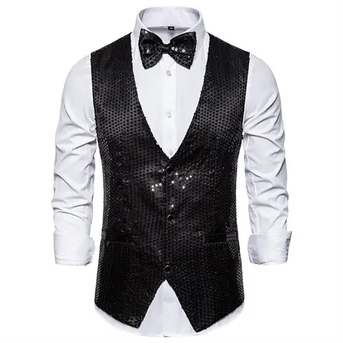 Image de Gilet Pailleté Homme - Élégant & Brillant pour Fêtes et Mariages