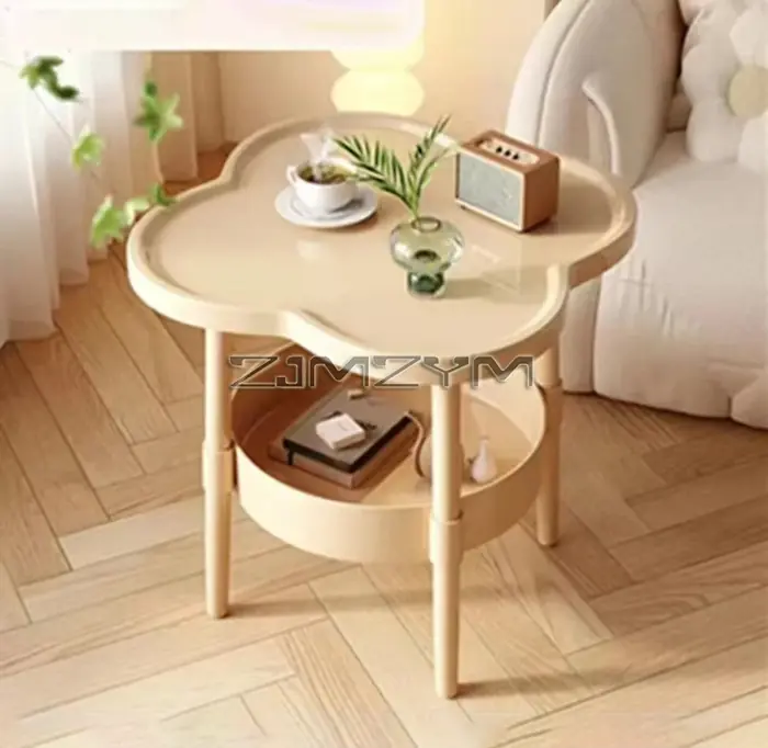 Image de Table de Chevet Crème Minimaliste - Design Élégant & Fonctionnel