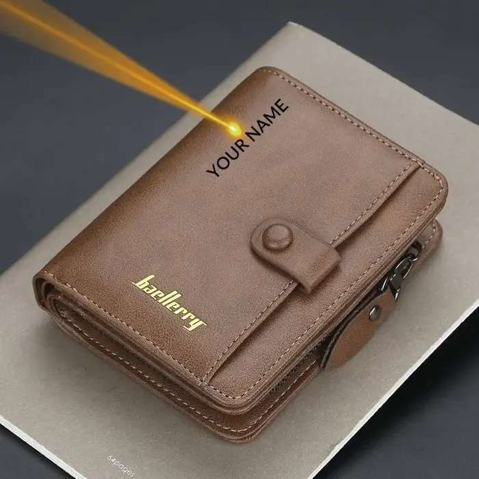 Image de Portefeuille Homme Personnalisé - Gravure Nom & Fermeture Éclair