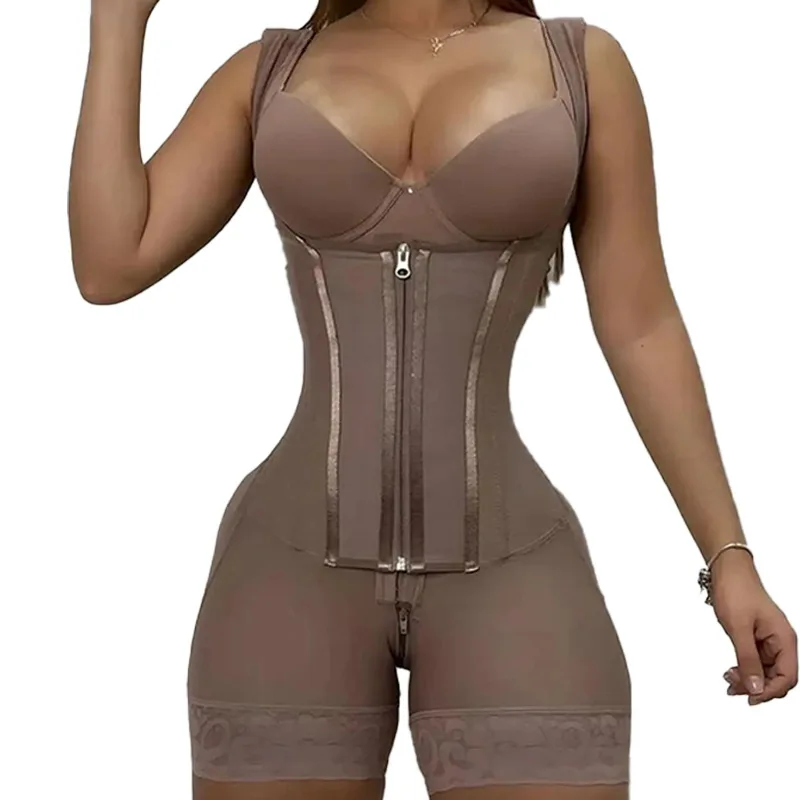 Afbeelding van Colombiaanse Faja Body Shaper voor Vrouwen - Full Body Compressie Bodysuit met Dubbele Buikcontrole en Open Kruis