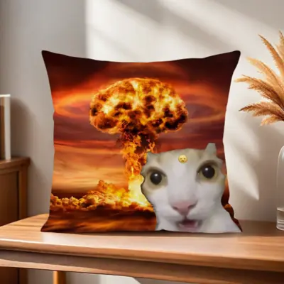 Image de Housse de Coussin Chat Mignon - Décoration Salon & Bureau