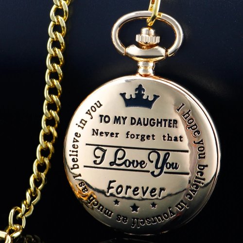 Immagine di Orologio da Tasca con Ciondolo 'Ti Amo' – Regalo Emozionante per Figlia
