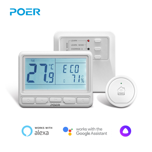 Zdjęcie Inteligentny termostat WiFi POER, programowalny regulator temperatury pokojowej, kompatybilny z Alexa, do kotła, ogrzewania podłogowego, termoregulator
