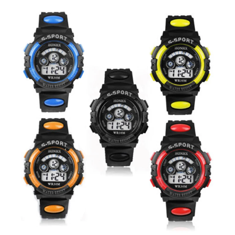 Bild von Wasserdichte Kinder-Armbanduhr für Jungen – Sportliche Multifunktionsuhr mit LED-Display, Alarm und Datum-Anzeige
