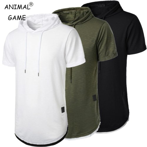 Image of Men's Summer Lightweight Hooded T-Shirt – Loose Fit, Breathable Solid Color Short Sleeve Sweatshirt for Fitness and Casual Wear
