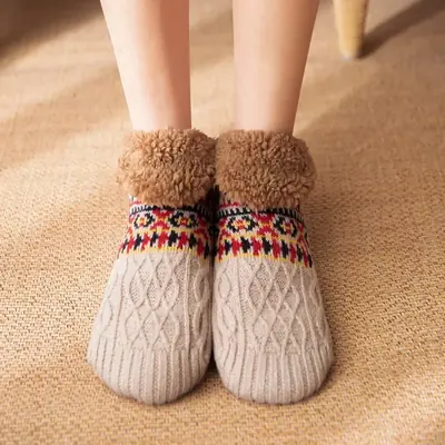 Image de Chaussettes Thermiques Antidérapantes en Coton Épais