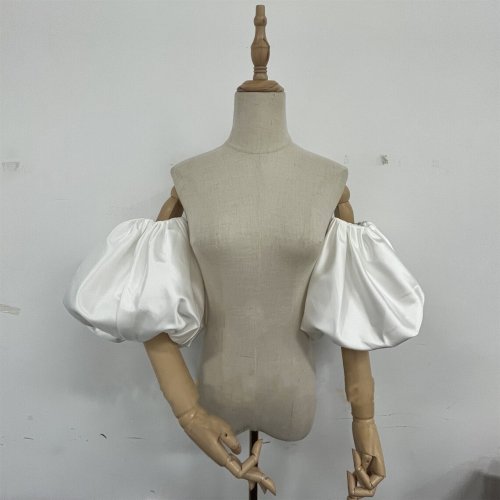 Bild von Geschwollene kurze Ärmel Hochzeit Zubehör Satin Braut Ärmel Frauen Braut party ein Paar abnehmbare Ärmel