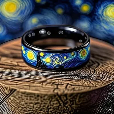 Image de Bague Noire Étoilée - Unisexe & Unique