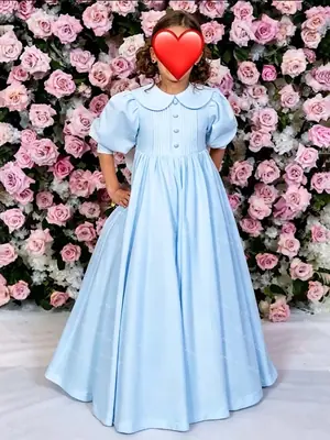 Image de Robe de Communion pour Filles - Col Eaton & Manches Ballon