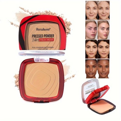 Image of Natural Matte Full Coverage Pressed Powder Foundation with Puff Applicator for 24-Hour Fresh Wear and Weightless Finish