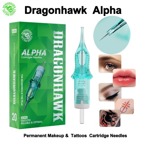 Immagine di Aghi Dragonhawk per Cartucce da Tatuaggio Serie Alpha RL RM RS M – Compatibili con la Maggior Parte delle Macchine per Tatuaggi, Trucco Permanente e Arte del Corpo