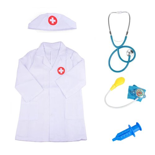 Bild von Kinder Simulierte Arzt Uniform Spielzeug Kunststoff Pretend Spielen Blauen Anzug Stethoskop eltern-kind-Interaktive Spiele Kinder Geschenke TMZ