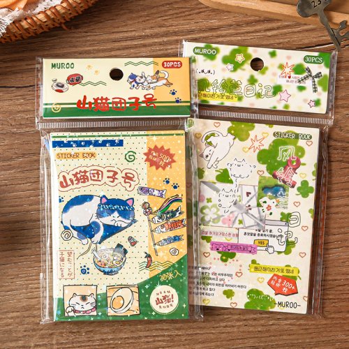 Zdjęcie Kawaii Naklejki z Motywem Wind Chime i Trawy – Zestaw 30 Arkuszy do DIY Dziennika, Scrapbookingu i Dekoracji Biurka