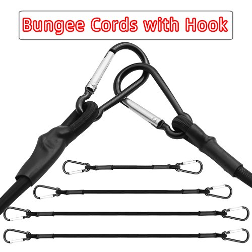 Image of Premium Stretch Elastic Bungee Cords with Metal Hooks – 30cm to 150cm Lengths for Secure Car Roof Rack, Bike Transport, Luggage Tying & Outdoor Gear Fastening