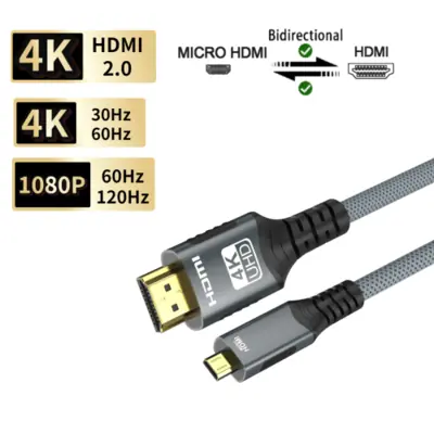 Image de Câble HDMI 4K 60Hz Ultra HD - Micro Mini vers HDMI
