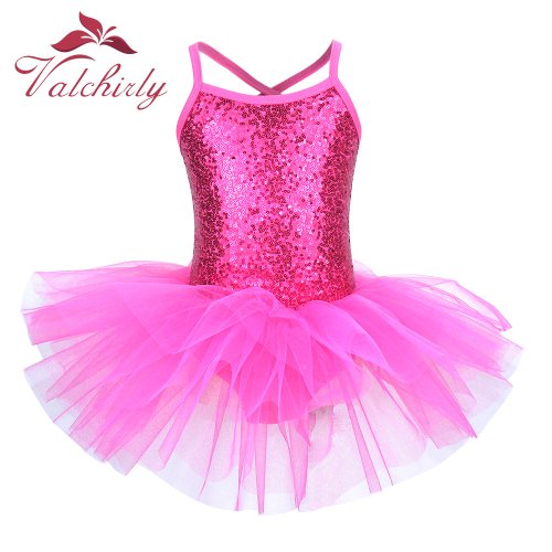 Bild von Ballerina Party Kostüm Kinder Pailletten Blumenkleid Mädchen Tanzkleidung Gymnastik Ballett Trikot Tutu Skating Kleid