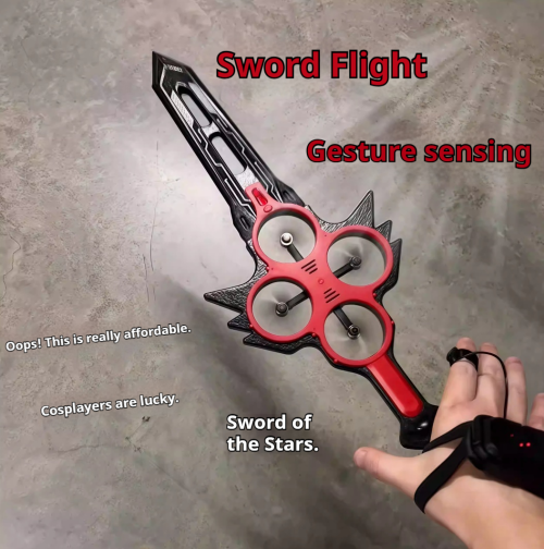 Image of 70cm Remote Control Flying Sword Drone with 3-Speed Stunt Glider Design, Hand-Controlled RC Airplane for Adults Featuring 360-Degree Flip Maneuvers and Drop-Resistant Material