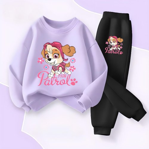 Image of Spring New PAW Patrol Long Sleeved Girls' Top Long Pant Two Piece Suit Children's Casual Hoodies Sets Kids Casual Sweatsuit