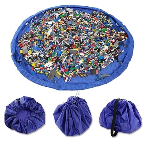 Imagen de Cojín de Juguete para Niños con Bolsa de Almacenamiento Integrada – Organizador Grande y Limpio, Alfombra de Juego Duradera para Interiores y Exteriores, Ideal para Bloques de Construcción y Juguetes