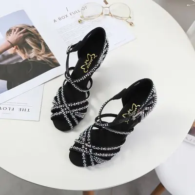Image de Sandales de Danse Salsa Élégantes avec Strass
