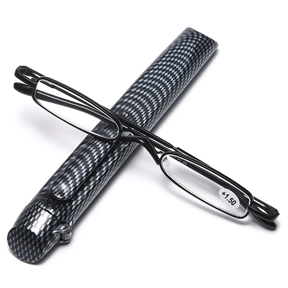Afbeelding van Elegante leesbril met dun metalen frame – ultradunne mini leesbril voor heren en dames, ideaal voor presbyopie met stijlvolle opberghoes