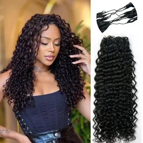 Image de Extensions de Cheveux Bouclés Naturels - Noir Profond