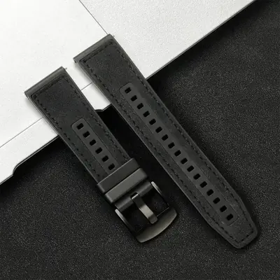 Image de Bracelet 22mm Cuir & Silicone pour Huawei Watch GT5, GT4 & Samsung Galaxy Watch