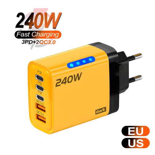 Image of 5-Port USB-C PD Charger with Quick Charge 3.0 – Fast Charging Adapter for iPhone 16, 15, Samsung, Xiaomi, Huawei & More