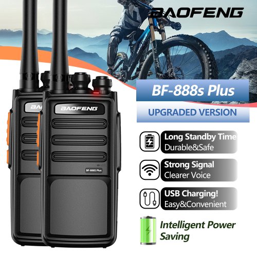 Afbeelding van 2 stuks Baofeng BF-888S Plus Walkie Talkies met USB Oplader, Lange Afstand Transceiver 400-470 MHz, 16 Kanaals, 3,5 km Bereik