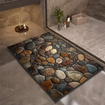 Image de Tapis de Bain Antidérapant en Diatomite - Séchage Rapide & Absorbant
