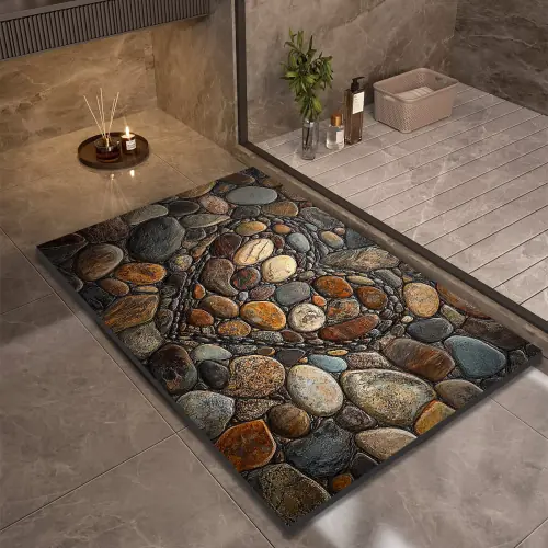 Image de Tapis de Bain Antidérapant en Diatomite - Séchage Rapide & Absorbant