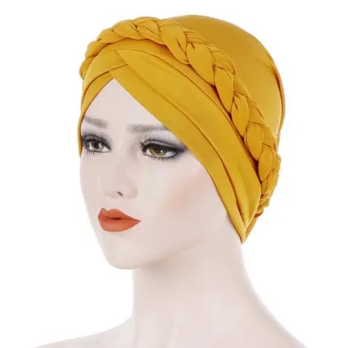 Image de Hijab Bicolore en Coton - Turban Tressé pour Femmes Musulmanes