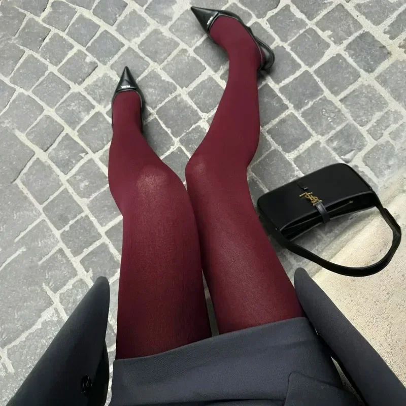 Rode Dame Panty met Super Elastische Legging - Slank Makend Ondergoed voor Grote Maten, Sexy Kousen voor Lente, Herfst en Winter 2024