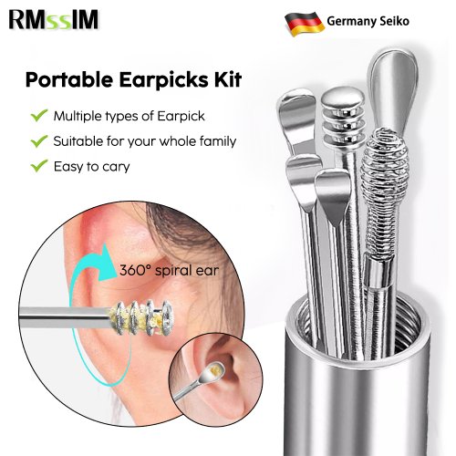Afbeelding van Natuurlijke Oorreinigingsset met Spiraal Earpick en Curette voor Gezonde Oren – Compleet Kit voor Eenvoudige Oorsmeer Verwijdering