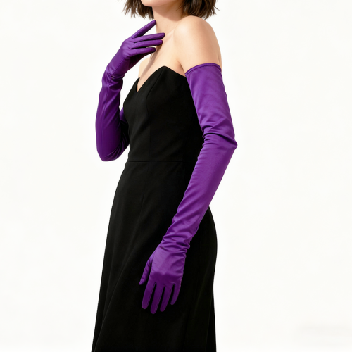 Imagen de 70cm mujeres satén elasticidad suave vestido de novia ópera codo etiqueta guantes rendimiento Cosplay noche accesorios elegantes