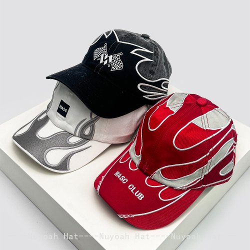 Imagen de Gorras de Béisbol Unisex con Diseño de Hip Hop y Bandera de Llama: Estilo Versátil, Personalizado y Retro para Moda Urbana