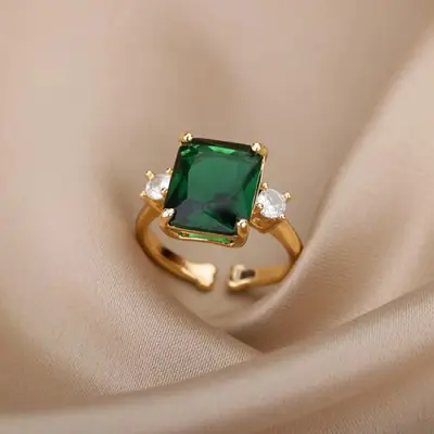 Image de Bague Boho Luxe en Or Plaqué avec Zircon Coloré - Cadeau Idéal