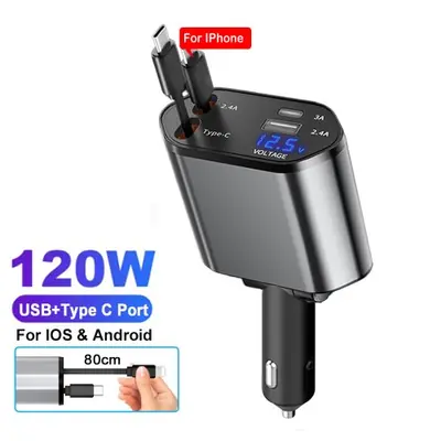 Image de Chargeur Voiture 4 en 1 120W USB-C avec Affichage Volt