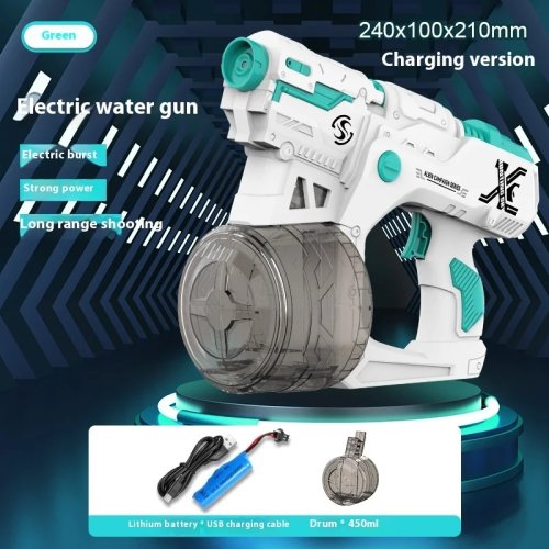 Immagine di Pistola ad Acqua Elettrica Ricaricabile con Luce e Fuoco Continuo – Gioco Estivo Automatico per Bambini, Ideale per Feste e Spazi All'Aperto
