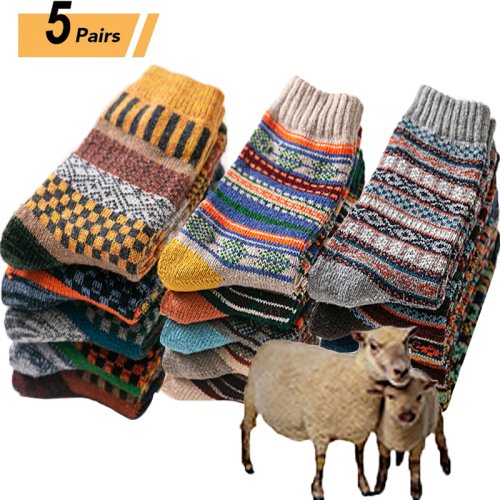 Afbeelding van 10PCS = 5Pairs Herfst Winter Nieuwe Mannen Dikker Warme Harajuku Retro Fashion Casual Wol Hoge Kwaliteit Katoenen Sokken groothandel Sneeuw Sok