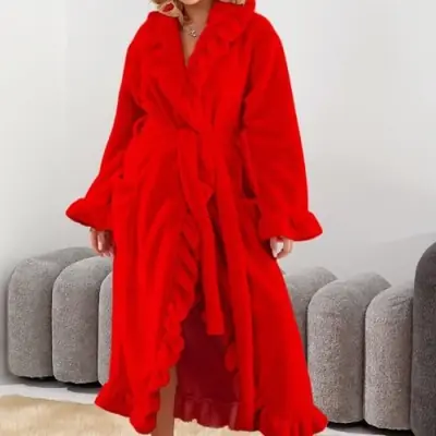 Image de Peignoir en Velours Corail Chauffant - Confort Hiver