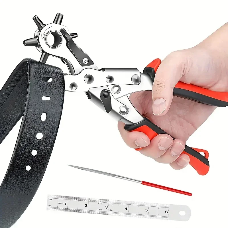 Image of Handcrafted Carbon Steel Leather Hole Punch Tool – Multi-Functional Belt & Craft Punch for DIY Leather Projects